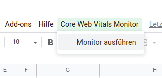 Menüeintrag im Google Spreadsheet zum Starten der Monitoring-Funktion